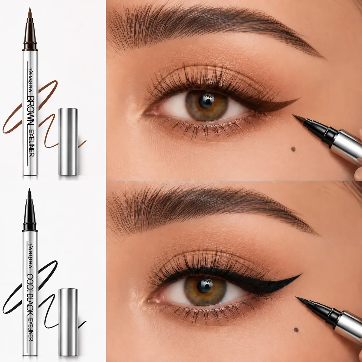 Matte Waterproof Eyeliner Pen - Ultra-Fine Tip, 24-Hour Long-Wear, Smudge-Proof Smooth Liquid Liner for Beginners, All Skin Types, Sensitive Safe, Black or Brown Options, Beauty Products