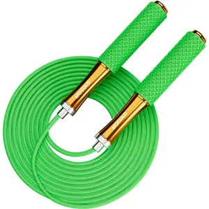 Basic Jump Rope - Dual Ball Bearing -Aluminum Alloy Handle Core Covered Rubber Grip- Adjustable 10ft long PVC Skipping Rope - Good For Workout Fitness