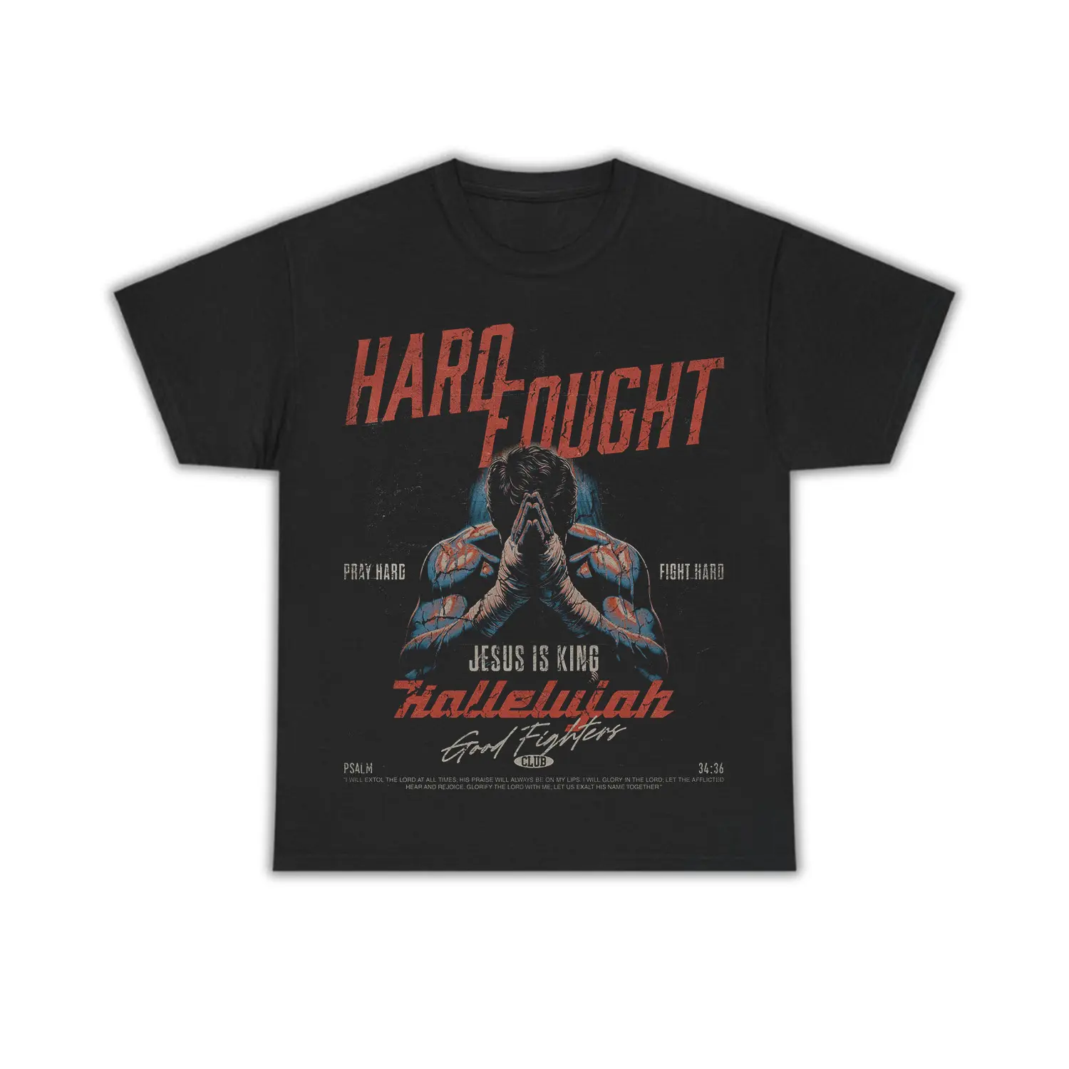 Pray Hard Fight Hard Mens Short Sleeve T-Shirts, Graphic Tee, Cotton Shirts, Jesus T Shirt, Streetwear, Gym Tee, men gifts, Machine Washable