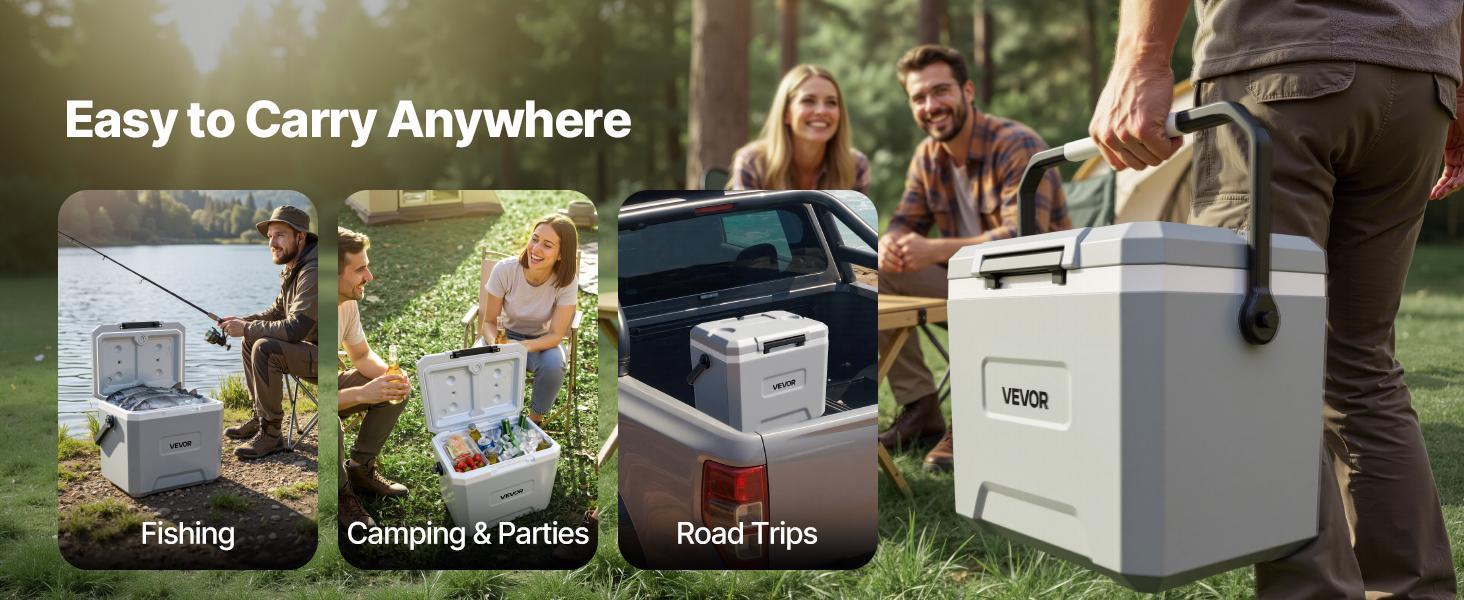VEVOR 17QT Hard Cooler, Portable Travel Cooler with Leak-Resistant Coolbox, 48-Hour Cooling, Insulated Chest, Cooler Carry Handle, Ultra-Light Camping Gear and Equipment for Outdoor Trips, Camper Cooling Solutions, Hiking/Camping
