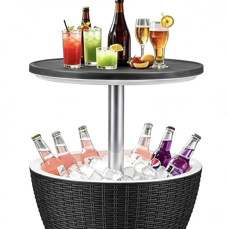 8 Gallon Outdoor Cooler Bar Table – Patio Ice Chest, Beverage Cooler & Outdoor Drink Station