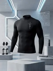 Men's Faith Cross Compression Mock Neck Shirts: Christian Athletic Tees for Workout & Layering | Slim Fit, High-Stretch Fabric | Must-Have for Fitness & Faith Style Fans