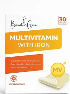 Bariatric Guru Multivitamin with Iron Supplement Transdermal Patch – Daily Vitamin & Mineral Support with B Complex, Vitamin D3, Vitamin B12 Patch , Calcium, Magnesium, Iron – Immune Defense - 30 Patches - Energy Healthcare