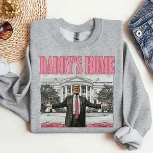 Vintage Unisex Gildan Daddys home Crewneck Sweatshirt, Retro Daddys home Classic Cotton Pullover Sweatshirt Trum