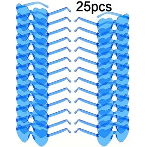 25pcs trendy candy colored frameless glasses, simple and fashionable men's and women's universal outdoor activity dressing glasses, birthday party, travel, beach party, photo booth photography decoration glasses
