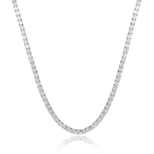 Men Women Tennis Necklace 4mm Cubic Zirconia  14K Yellow or White GoldPlated,  Fashion Elegant Chain Jewelry,Daily Wear FathersDayGift. clean girl jewelry TikTokShopBlackFriday