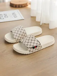 Men's Fashion Brand Slippers, Ultra Soft Durable Sandals, Casual Indoor Outdoor Shoes, Eva Sole, Textile Upper, Random Pattern, Footwear