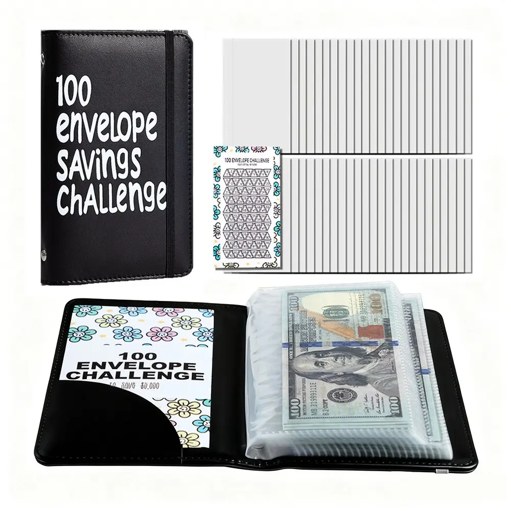 100 Days $5050 Savings Challenge Kit, Savings Challenge Planner, Monthly Budget Planner, Cash Envelope Budget Binder with Coin Storage & Daily Tracker, Savings Tracker Organizer, Habit Forming System to Reach Your Financial Goal