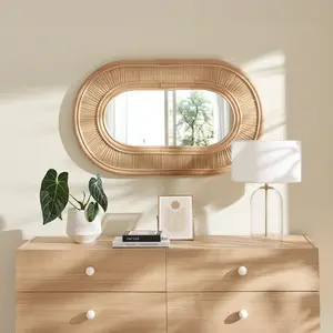 Sovana Oval Rattan Wall Mirror in Natural Sovana Oval Rattan Wall Mirror in Natural
