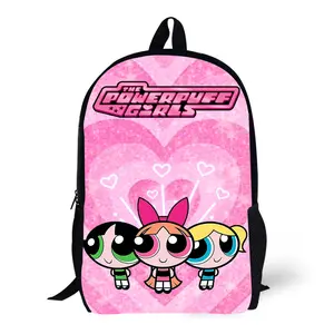 The Powerpuff Girls All Over Print Casual Backpack Blossom Laptop Bubbles Backpack Travel Hiking Lightweight Buttercup Rucksack Daily Essentials Camping Daypack Gifts Perfect for Festivals Parties Birthdays