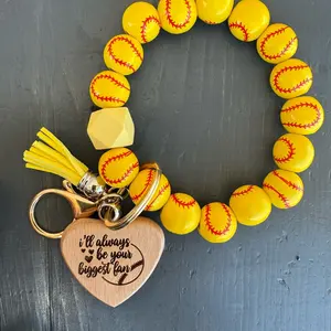 Beaded Softball Keychain Wristlet