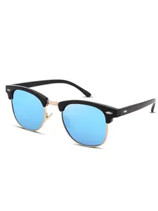 Men's Round Frame PC Lenses Sunglasses, Gradient Color Decorative Lens, UV Protection, Casual Style, Includes Case & Cloth, Anti UV Glasses