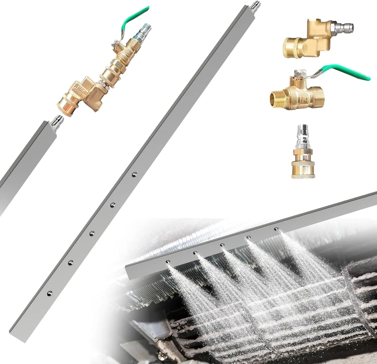 39" Portable Radiator Cleaning Wand, Two 1/4"Quick Coupler,quick and easy to clean(with Switch)