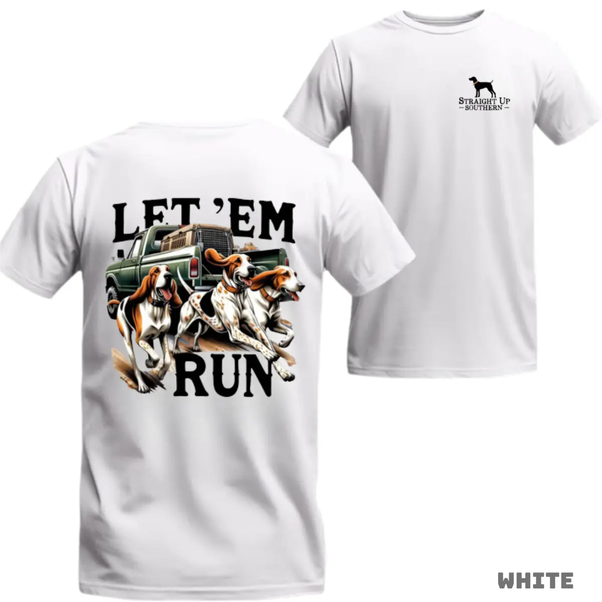 Unisex Short-Sleeve Soft Breathable Graphic T-Shirt - Hound Dogs & Pickup Truck Design, Hunting Outdoor Lovers' Casual Clothes, Trendy Tops