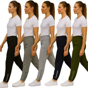Women's 4-Pack Moisture Wicking Performance Jogger With Reflective Trim Ankle Zippers (S-2XL)