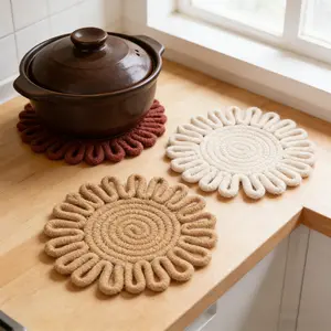 Reusable Fabric Drink Coasters Set of 3 Heat Resistant Table Coasters for Coffee Mugs Cups Kitchen Dining Room Modern Home Decoration