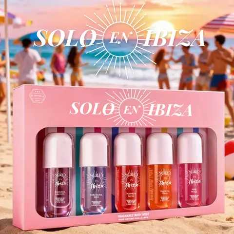 5-Piece Set, SOLO EN IBIZA Body & Hair Fragrance Mist Gift Box, Long Lasting Perfume, 5 Different Scents, Perfect For Holiday Gifts, Dating, Daily Life, Parties, 3.4 fl oz/bottle