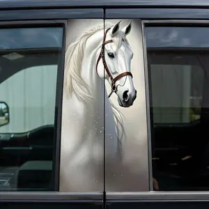 Animal White Horse Car B-Pillar Sticker High-Quality Vinyl Decal for Vehicle Decoration Easy Application No Residue Versatile Use