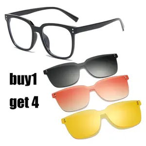 TR90 glasses frame has3 color changing UV resistant lenses Magnetic lens set multi-color clip sunglasses for men and women polarized sunglasses trend