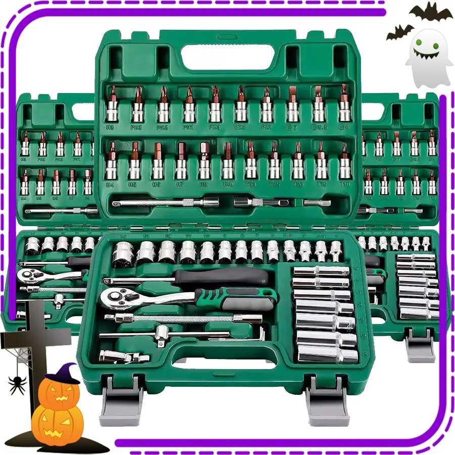 53 piece 53-Piece Ratchet Socket Wrench Set: Automotive Repair Tool Kit with Multifunctional Socket Wrench for Car, Truck, and Motorcycle