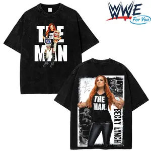 WFU - Becky Lynch Washed Black T-Shirt WWE The Man Graphic Tee Vintage Acid Wash Oversized Unisex Womens Mens Streetwear 100% Cotton Crewneck Size S-5XL fan