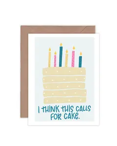This Calls For Cake Greeting Card in Blue & Pink - High-Quality Printing & Versatile Message