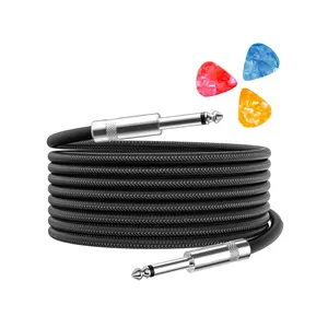 Guitar Cable Guitar Cord 15ft AMP Cord for Bass & Electric Guitars/Keyboard/Mandolin TS 1/4 Inch Instrument Cable, Pro Audio Straight Angle Black