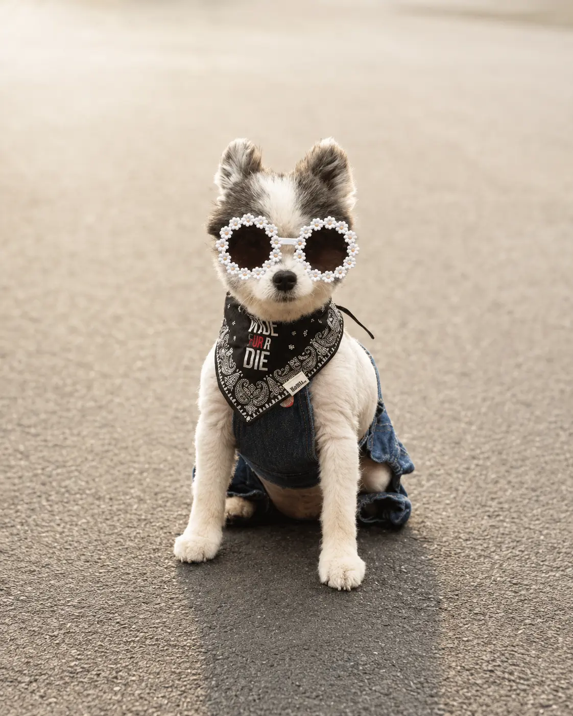 Pimbers Dog Denim Overalls, Elevated Light Wash Soft Denim Fabric with Contrast Stitching, Flexible Durable All-Seasons Comfortable Everyday Pet Clothing