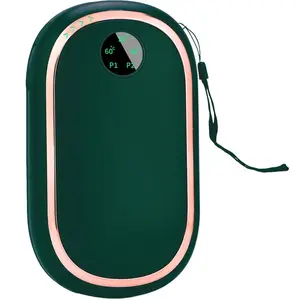10000mAh Compact Rechargeable Electric Hand Warmer, Aluminum Alloy Pocket-Sized Portable Heating Device with Triple Temp Settings for Hiking, Camping, Raynaud's (Green)