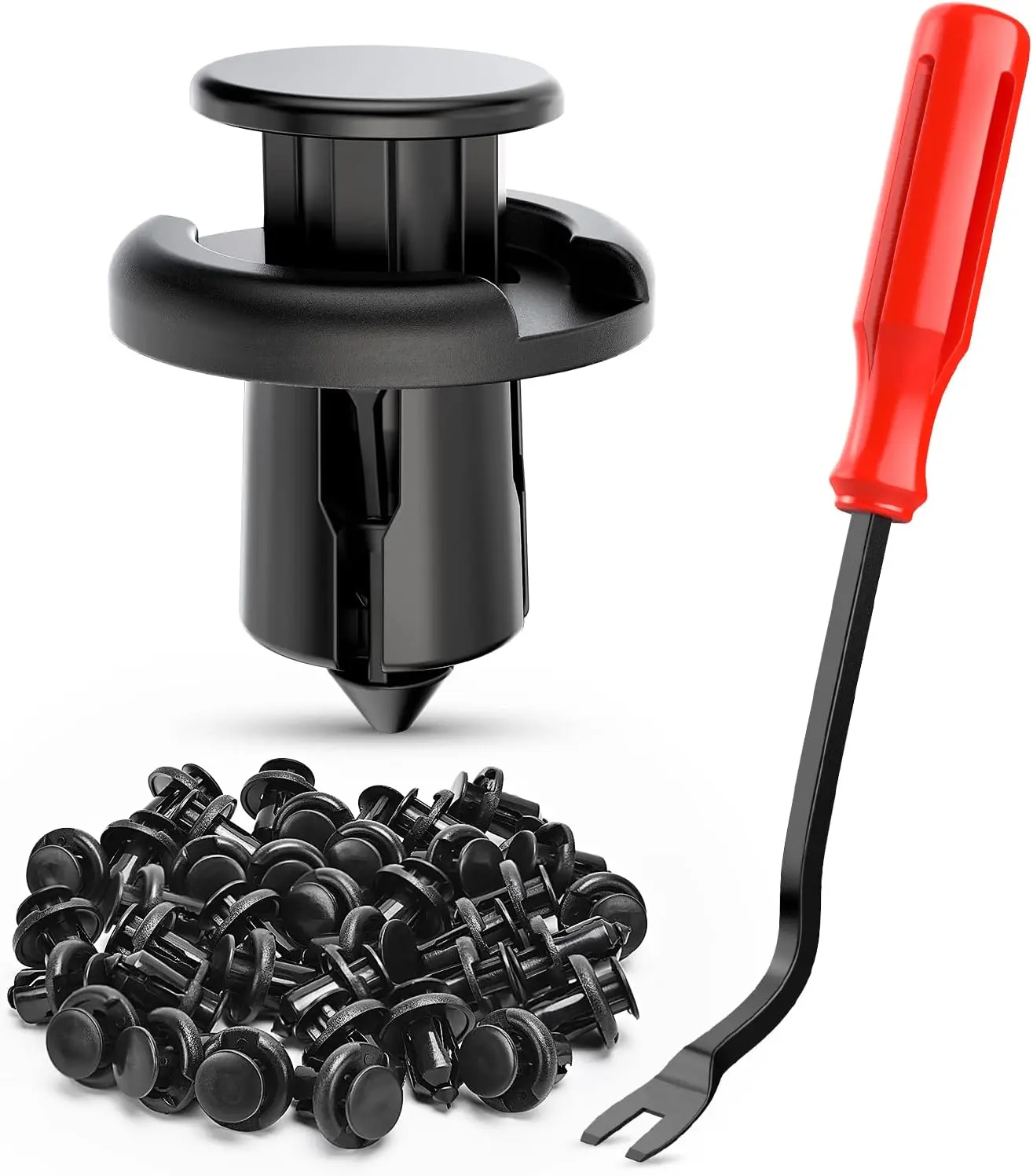 Nilight Nylon Car Clip Kit - 100PCS 2-Piece Front Bumper Push-Type Retainers (Part No.91503-SZ3-003, Head Diameter:20mm, Stem:13mm/10mm), 1PC Fastener Remover, Secure Holds Anti-Wear Clips for Honda Door Trim Panels