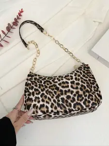 Fashionable women's leopard print crossbody bag, crescent-shaped shoulder bag with adjustable strap, elegant and simple color block wallet, trendy cheetah print handbag, suitable for shopping, work, commuting, dating, and parties, Hobo shoulder bag