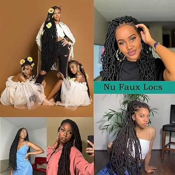 Women's 7 Packs 36-Inch 110g/packs Faux Locs Crochet Braid Hair - Low Temp Fiber, Individually Looped Goddess-Like Soft Extensions, Curly Wavy Synthetic Pieces for Creating Charming Looks, Crochet Braids Synthetic Costume Wigs