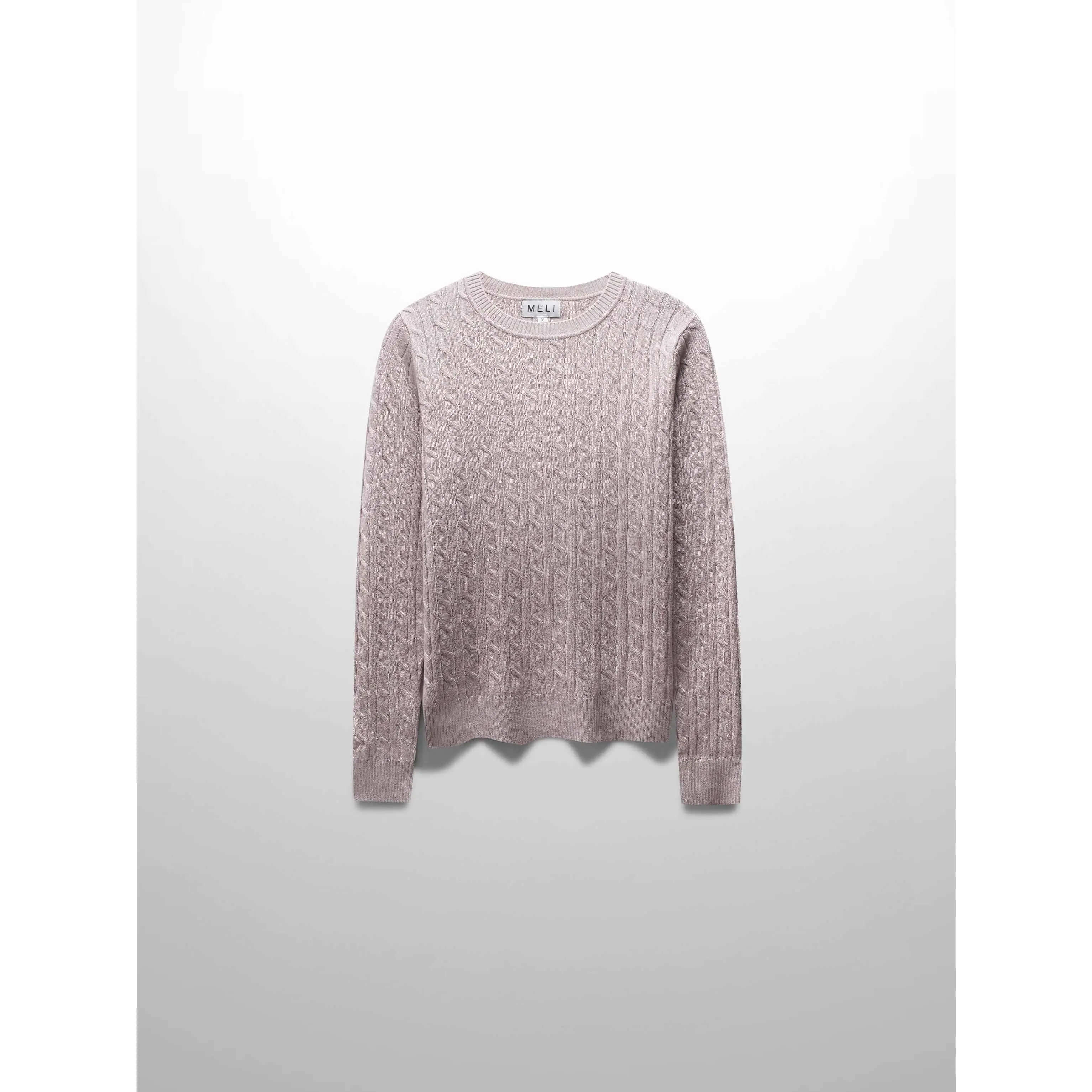 Knit Cable Sweater-Heathered Tan