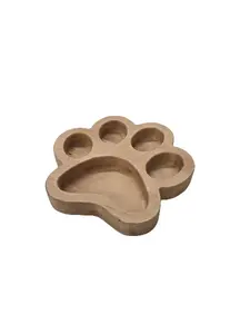 MWhunter Custom Woodworking Paw Print Candy Dish Catch All Solid Hardwood Shaped Thicker Plates 11.5" Tall 12" Wide 1.5" Thick Food Safe for Snacks Treats