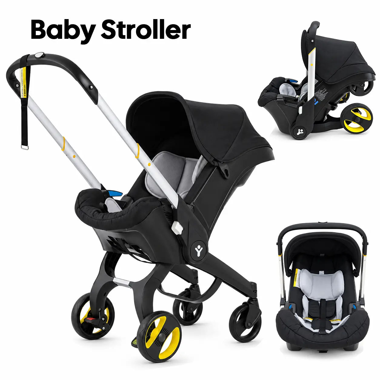 Unisex All-In-1 Convertible Infant Stroller - No LatchBase, Reversible Seat, Hand-Held Design, Quick Brake Stop, 1-Click Fold, Sunshade Cover, Compact Folding Travel Stroller, Lightweight Sohochic Solid Plain Affordable Baby Gear