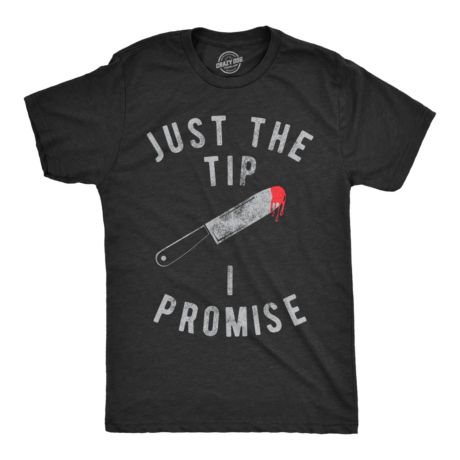 Mens Just The Tip I Promise T shirt Funny Sarcastic Graphic Halloween Top Cool Mens Funny T Shirts Cool Vintage Fashion T-Shirt Gift Classic Menswear Halloween Apparel for Men Funny Adult Humor Short Sleeve Black