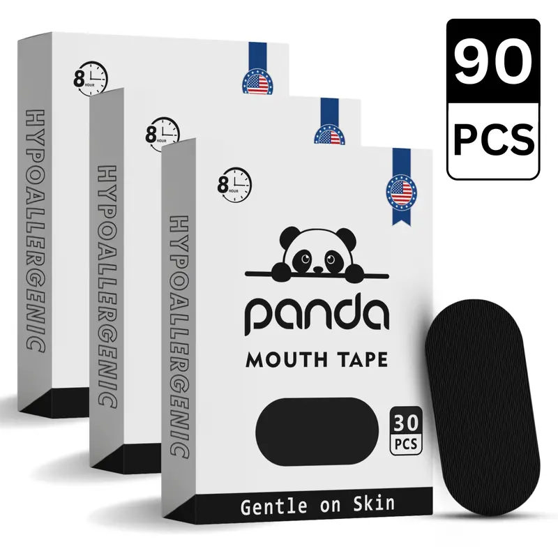 Panda Mouth Tape for Sleep - Gentle Adhesive, 30 Strips, 90 Pieces, Sports Accessories for Men & Women