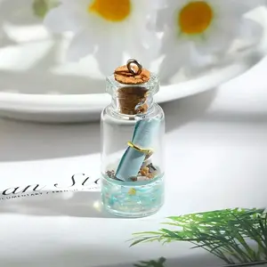 Handmade Drift Glass Bottle Keychain With Sand & Seashells - Ocean Keepsake