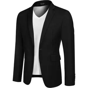 Mens Sport Coat Casual Blazer One Button Business Suit Jacket