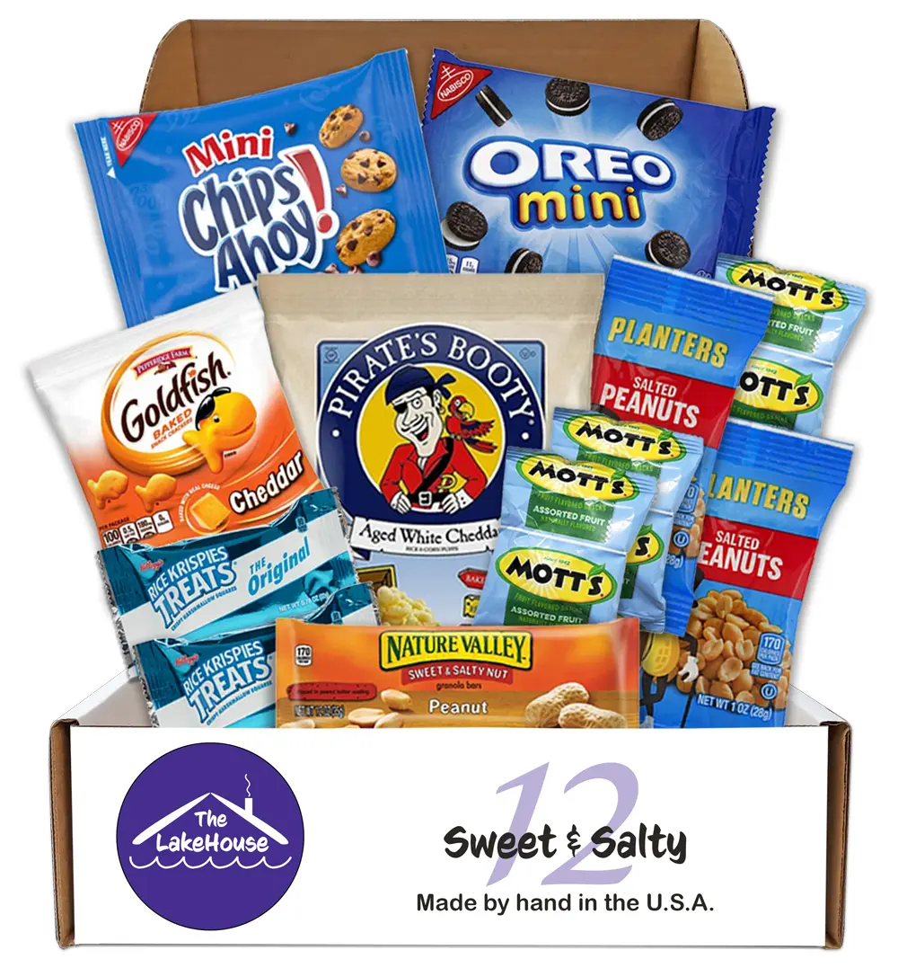 The LakeHouse Sweet & Salty Snacks Camp Care Package Variety Pack for Kids and Adults 12 Count Includes Mini Oreo Cookies Chips Ahoy Cookies & More Made in the U.S.A