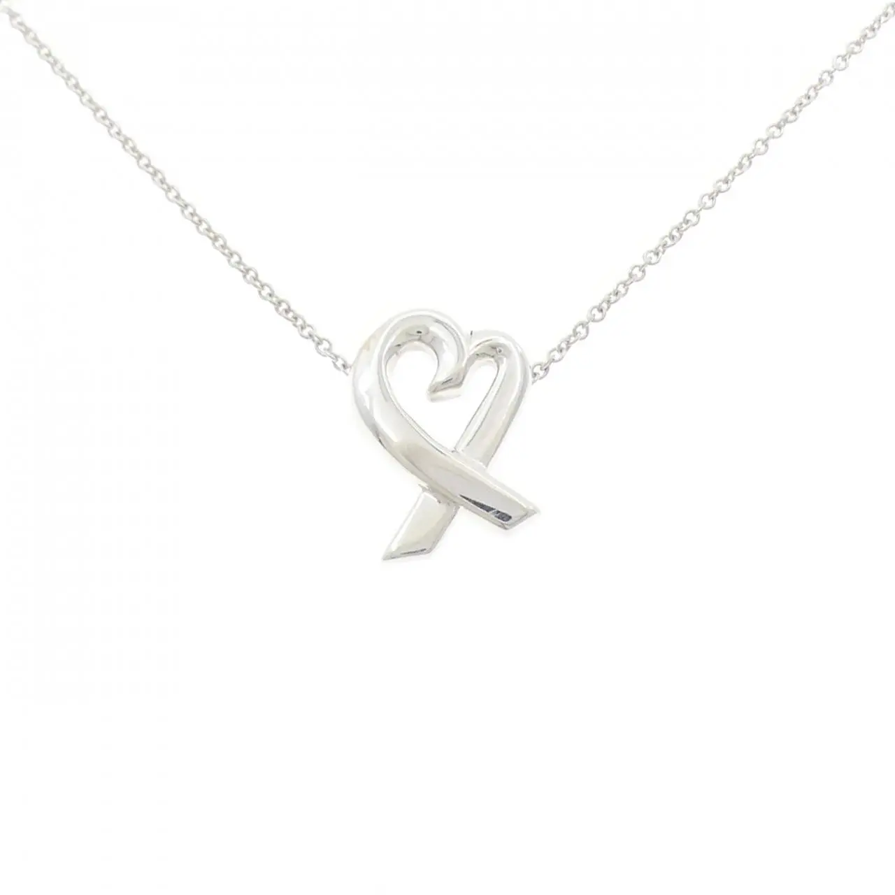 Pre-owned Tiffany & Co. Sterling Silver 925 (Ag925) Small Leather Goods Tiffany Loving Heart 925 Silver Necklace