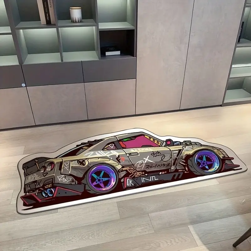 Creative Cartoon Car Shaped Carpet, Non-Slip Washable Cartoon Pattern Rug, Modern Bedroom Bedside Decor, Soft Comfortable Sofa Coffee Table Mat, Home Decor Rug, Home Decoration Mat, Home Decorative Rugs, Household Decorative Rug, Machine Washable Rugs