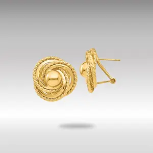 14K Gold Polished and Twisted Fancy Omega Back Post Earrings - Model E824