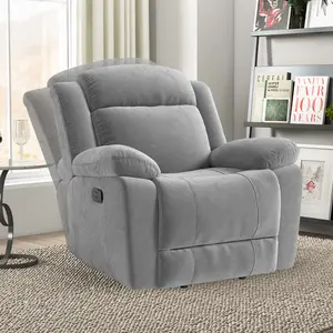 [BacktoSchool]  Ebello Rocking Recliner Chair for Adults, Manual Reclining Chair with Overstuffed Backrest and Armrests, Upholstered Recliner Chair for Living Room