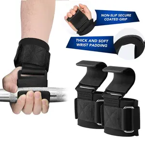 Lifting Hooks Wrist Straps 1000LB Capacity Anti Slip Grip for Deadlifts Powerlifting CrossFit Strength Training Gym Weightlifting Gear with Non-Slip Secure Coated Grip and Thick Soft Wrist Padding