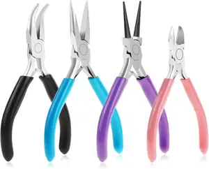 4 count  Pliers Tool Set Includes  Nose Pliers, Round Nose Pliers, Wire Cutters and Bent Nose Pliers for  Beading Repair Making Supplies