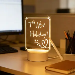 USB Creative 3D Light Erasable Heart Night Lamp with Pen, Message Night Lamp, Birthday Gift, Bedroom Living Room Decorative Lamp, LED Mood Light