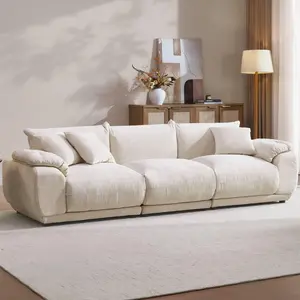 SICOTAS 102" Modular Sofa for Living Room - Cloud Sectional Sofa with Deep Seat & Removable Cover, Modern 3-Seat Chenille Couch Sofas Set for Apartment, Grey