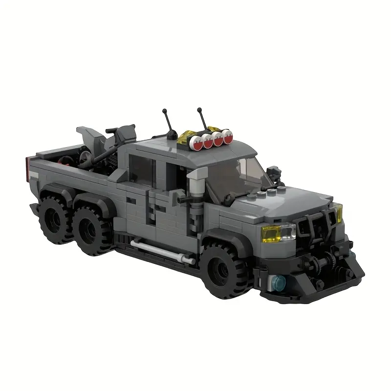 American-Style Off-Road Pickup Truck Plastic Building Block Set - Realistic Design, Openable Doors, DIY Trailer, Desktop Ornament, House Decoration, Boy Gift for DIY Projects