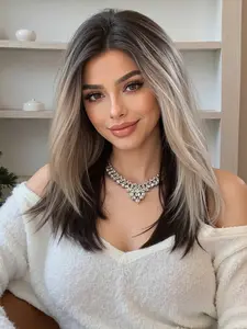 Natural Appearance Lace Front Wig, Mix Color 14 Inch Long Synthetic Fiber, Soft for Daily & Party Use, Lace Frontal Wigs